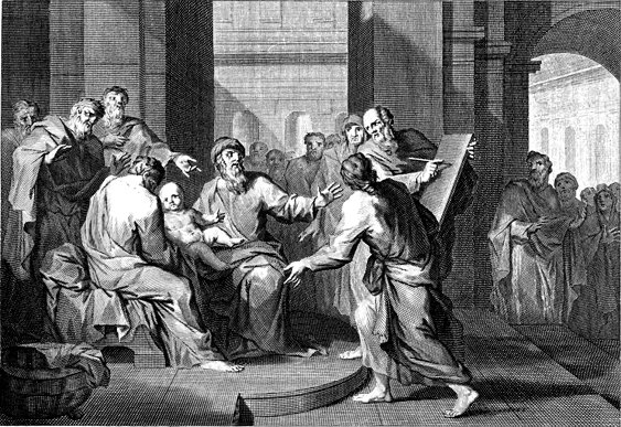Circumcision of John the Baptist, engraving by Otto Elliger (source: Pitts Theology Library)